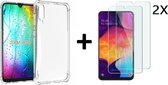 Ntech Hoesje Geschikt Voor Samsung Galaxy A50 Anti Shock Back hoesje + 2 StuksGlazen Screenprotector