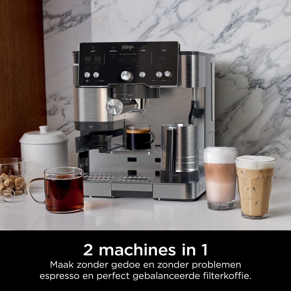 Ninja Luxe Café Essential 2-in-1 Espressomachine en Filterkoffiezetapparaat met Melkopschuimer - ES501EU — afbeelding 6
