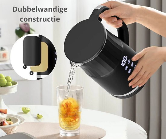 Waterkoker met Temperatuurregeling - Warmhoudfunctie - RVS - Dubbelwan Waterkoker met Temperatuurregeling - Warmhoudfunctie - RVS - Dubbelwan