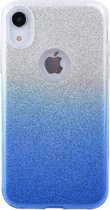 Ntech Apple iPhone Xr - Glamour Glitter Dual Layer Back Cover TPU Hoesje - Zilver & Blauw