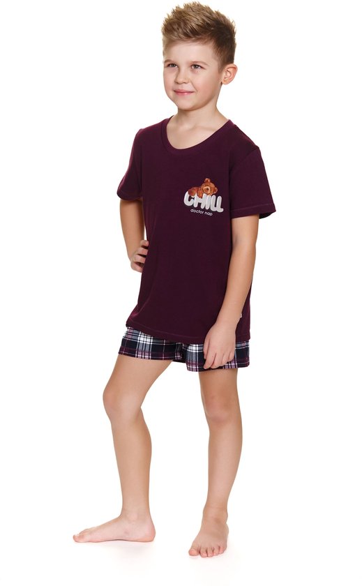 Doctor Nap Coton Pyjama Filles Garçons | Pyjama de famille assorti | Short à manches courtes Pyjama short | Bourgogne frais PDU.7202 134 / 140
