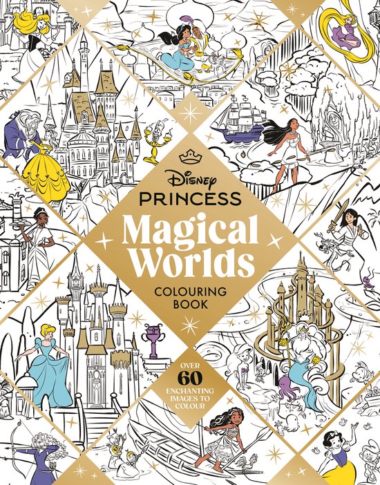 Disney Princess Magische Werelden kleurboek, met prinsessen en kastelen.
