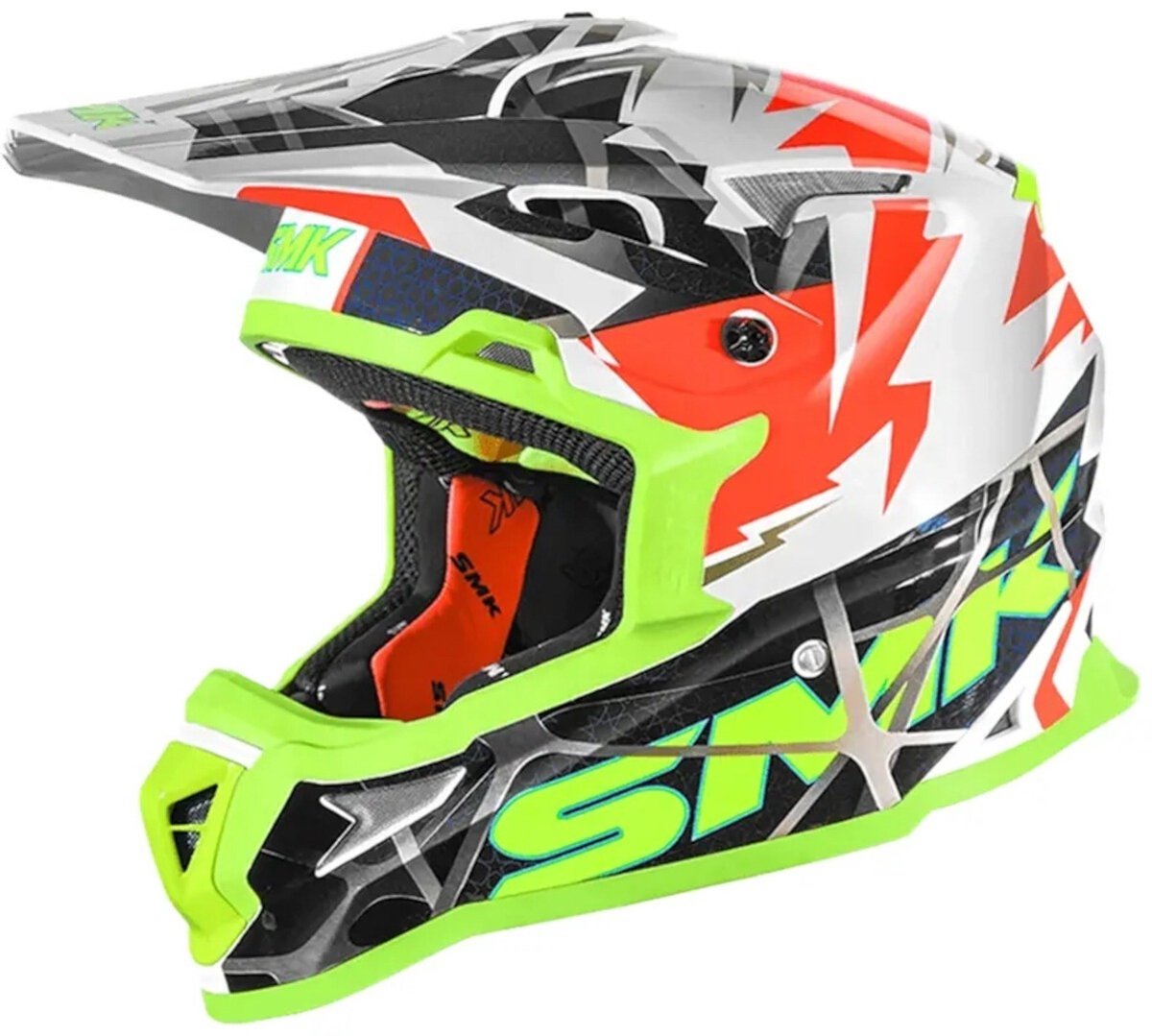 SMK Allterra Fulmine Wit Geel Crosshelm - Maat XL - Helm