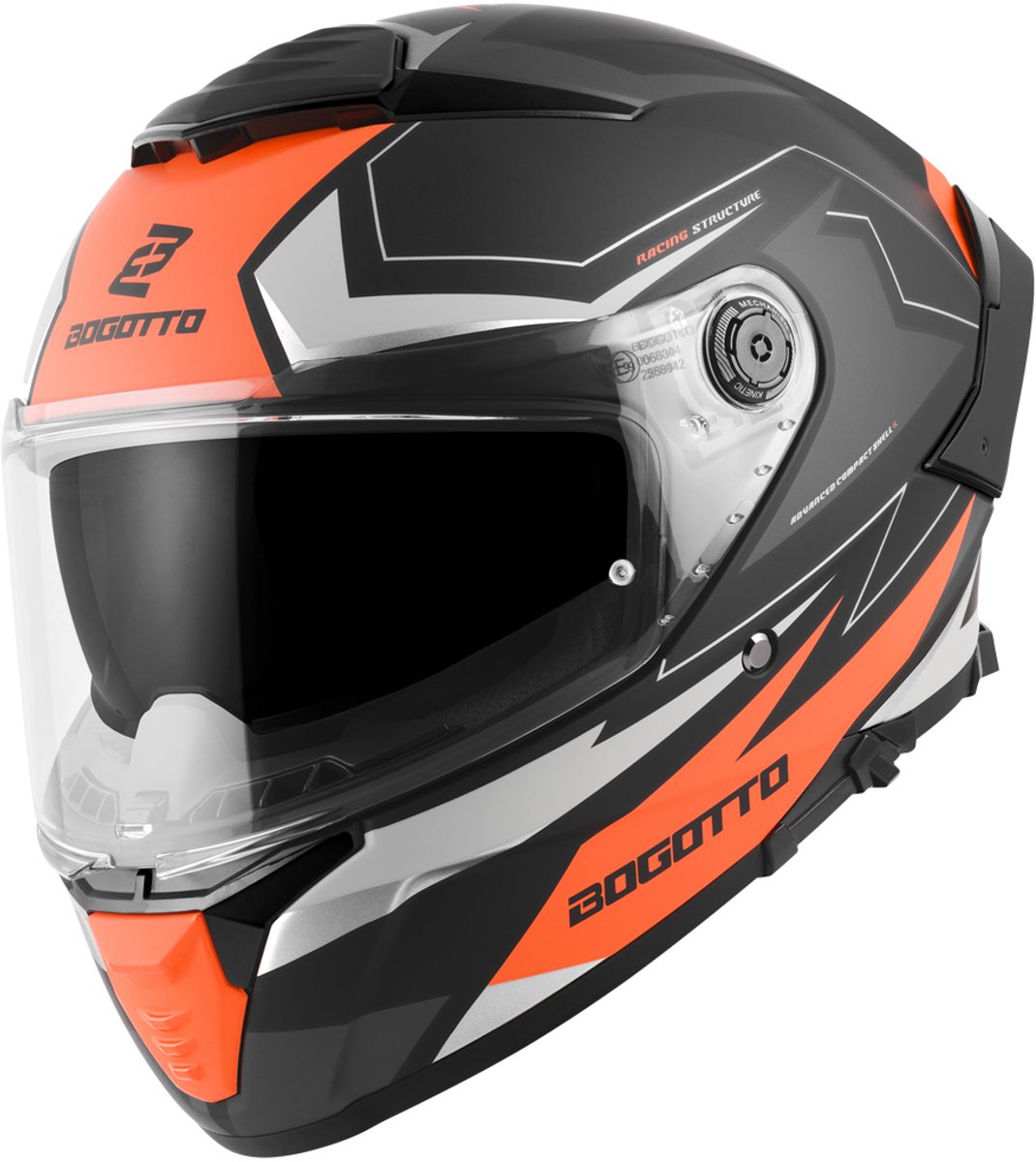 Bogotto FF118 Vilial Mat Zwart Oranje Integraalhelm - Maat XL - Helm