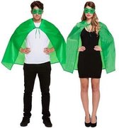 Henbrandt Superhelden Kostuum - 1 x Groene Masker - 1 x Groene Cape - Geschikt Voor Volwassen Heren / Dames - Polyester - Groen - Verkleedattribuut