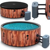 COIL Bains een remous, Tuin SPA, opblaasbare buiten-SPA - 6 personen, houtlook, duurzaam DWF-materiaal, snel opblaasbaar, wellness-hydromassage, Teak