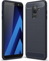 Ntech Soft Brushed TPU Hoesje voor Samsung Galaxy A6+ (2018) - Donker Blauw