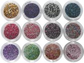 12x BEADS nailart / mini nailart pareltjes in een nailart box voor kaviaar nagels / caviar manicure. Te verwerken met gel, acryl, gellac of nagellak.