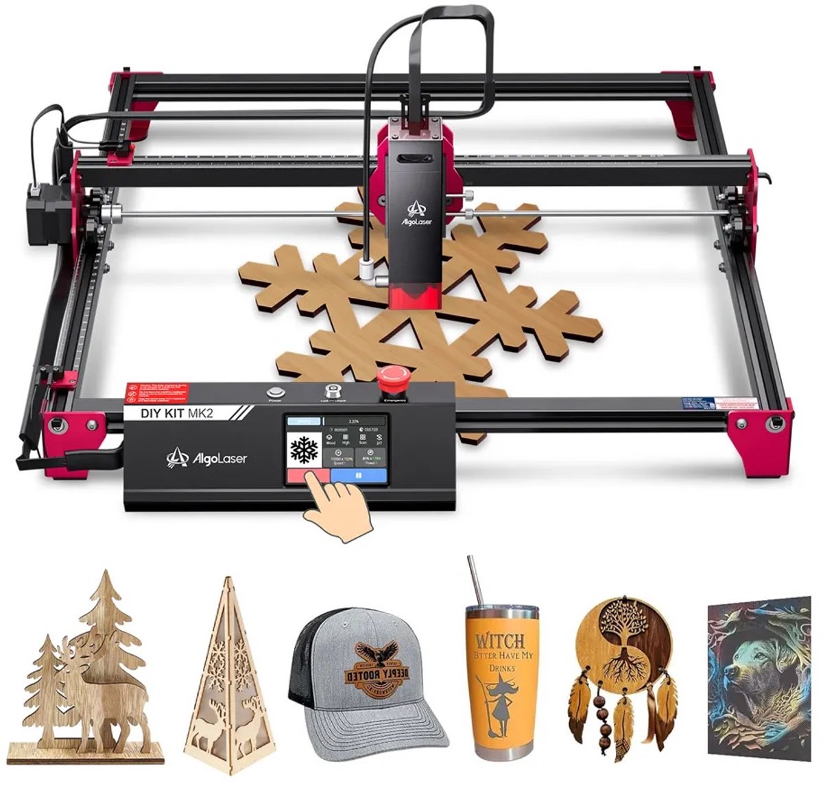 Laser Graveermachine 10W - 3.5 Inch Touchscreen - Laser Cutter - Laserprinter All In One - Graveren - Display - Zwart - Hout Acryl Laser Snijmachine - Bedienbaar Met APP