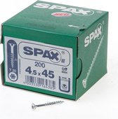 SPAX 191010450453 Universele schroef, Verzonken kop, 4.5 x 45, Deeldraad, T-STAR plus T20 - WIROX - 200 stuks