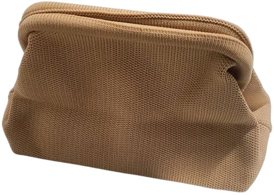 Sans Citron – Pochette tissée - Sac - Style bohème - Élégant et fonctionnel - Pour le travail, les sorties, les vacances ou la plage - Trousse de maquillage - 29 x 22 x 10 cm - Marron