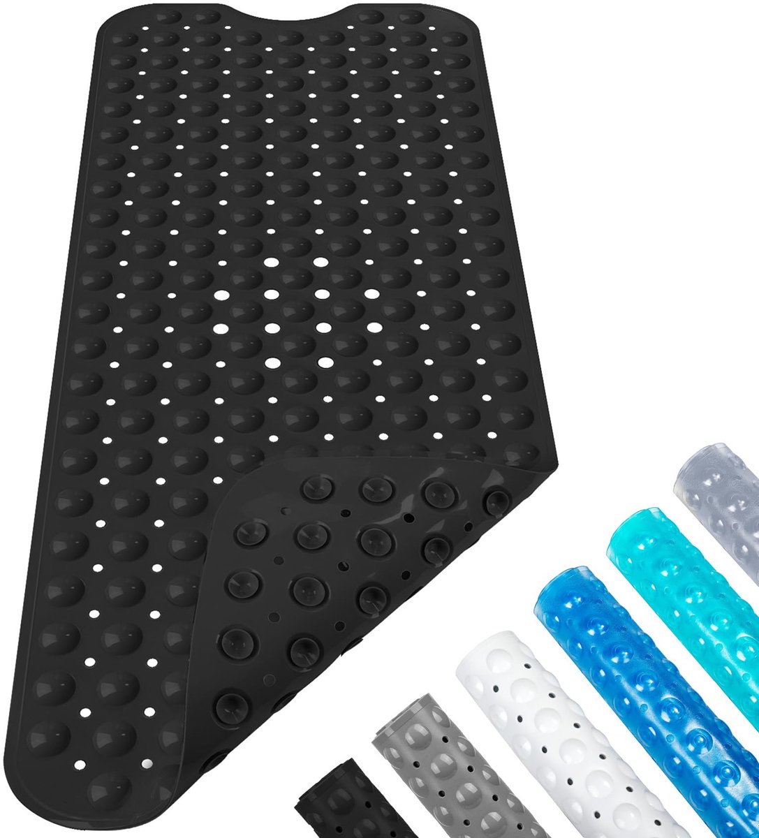 Ibenzoa® Veilige en Comfortabele Antislip Badmat voor Douche en Bad, 100 x 40 cm, Zwart