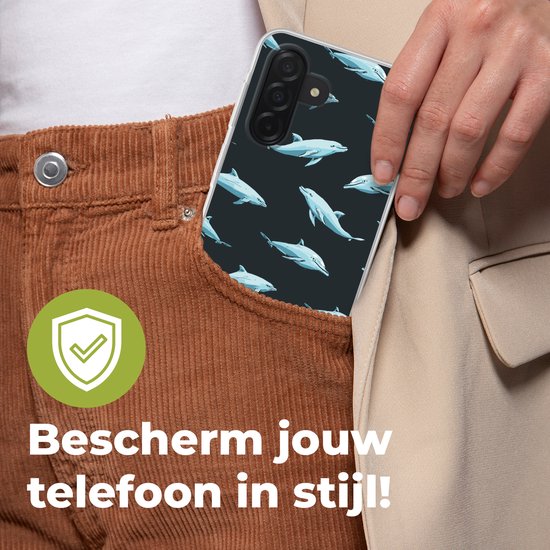 Coque de téléphone compatible avec Samsung Galaxy A26 - Motif dauphins - Blauw - Grijs - Coque en Siliconen