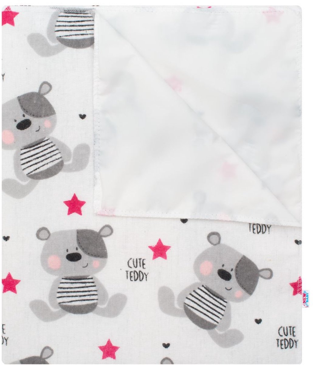 NEW BABY - Hydrofiele luier - flanellen luier roze one size katoen - aankleedmatje - verschoningsmatje - kussen - waterdicht - teddybeer