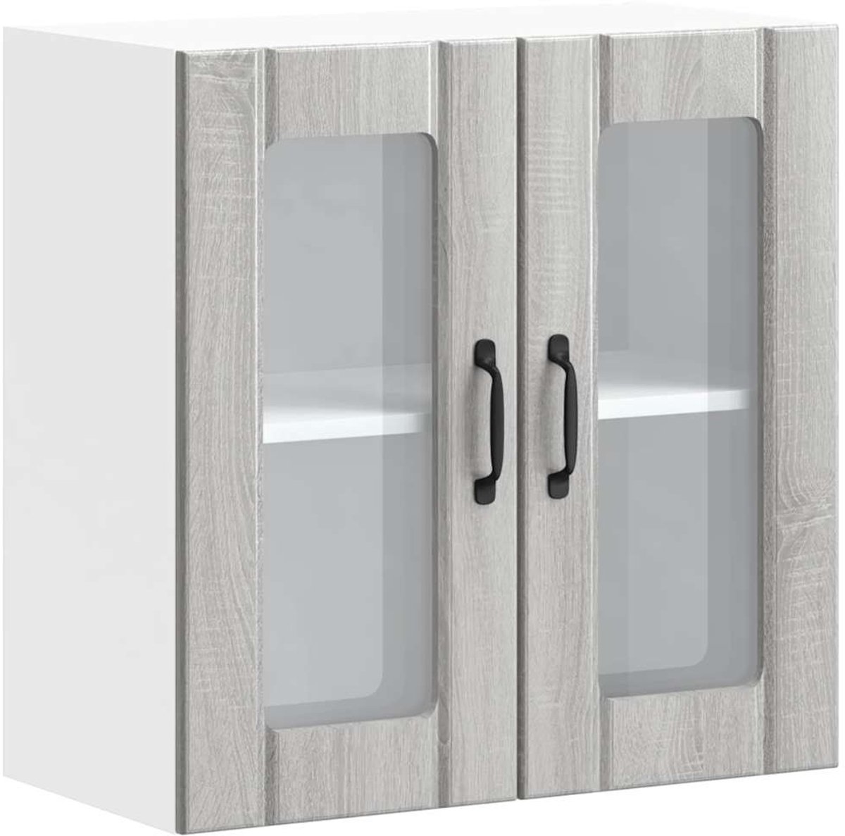vidaXL Keukenbovenkast - met - glazen - deur - bewerkt - hout - grijs - sonoma - eiken grijs sonoma eiken