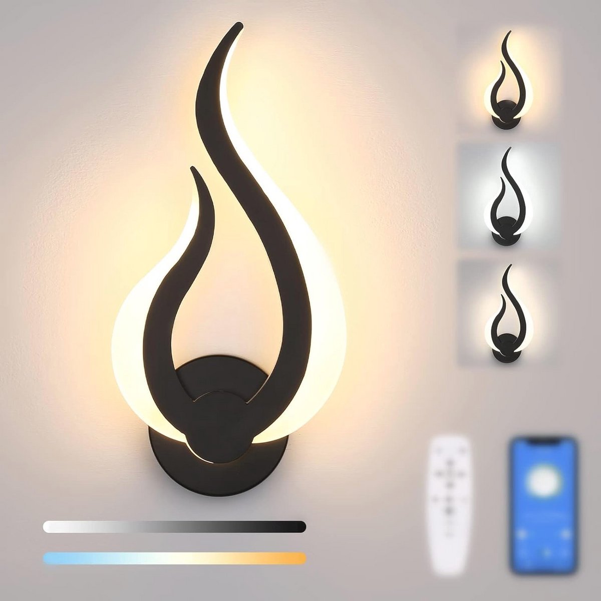 Dimbare wandlamp met afstandsbediening - LED - 10W - 3 Kleurtemperaturen - Moderne wandverlichting voor slaapkamer, kantoor en hal