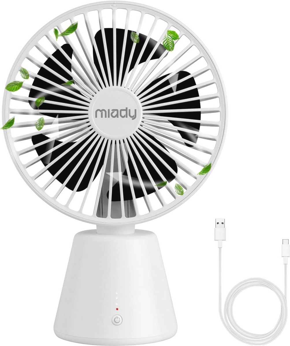 Stil USB Tafelventilator met 5000 mAh Batterij - Oscillatie en 3 Snelheden - Mini Ventilator voor Thuis en Kantoor