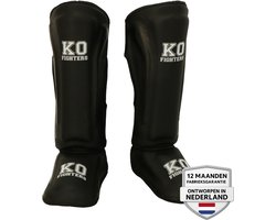 KO Fighters – Scheenbeschermers Kickboksen – Vechtsport Bescherming – Shinguards - Muay Thai & MMA – Heren & Dames – Niet-verschuivend - Zwart