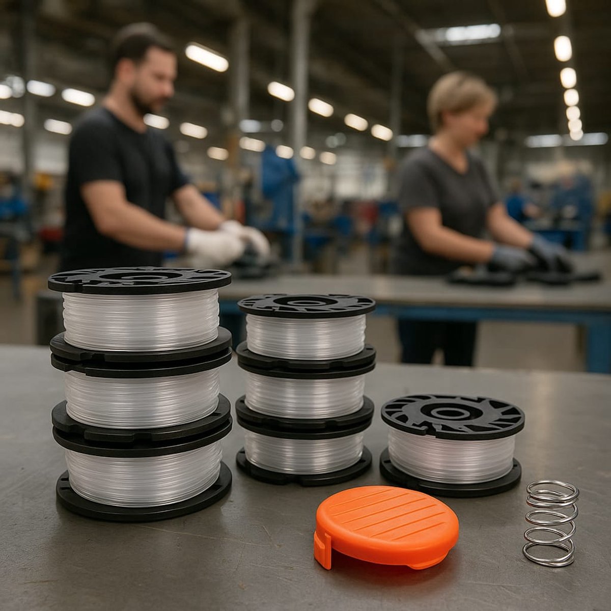 7-delige Vervangspoelenset geschikt voor Black & Decker Grastrimmers – 9,15 m Trimmerdraad, 1,65 mm Diameter, Inclusief Spoelkap en Veer