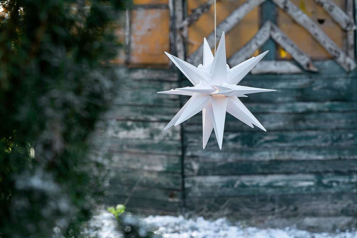 Kerstster verlichte opvouwbare ster 40cm decoratieve ster wit hoogwaardige kunststof ster LED met timerfunctie 3D-ster 18-puntige verlichte ster kerstverlichting winterverlichting