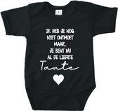 Barboteuse Bébé avec texte d'annonce de grossesse | Je ne t'ai pas encore rencontrée mais tu es déjà la tante la plus gentille | Noir | manche courte | annonce de grossesse cadeau taille 56 | Cadeau 100% coton.