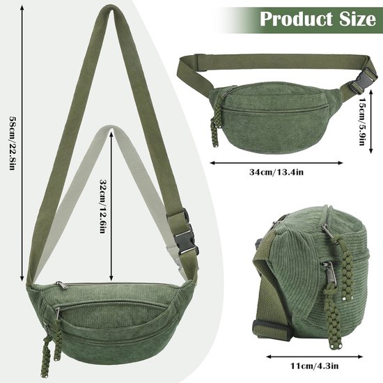 Aucuu Schoudertas voor Dames, Cord Heuptas, Riemtas voor Dames, Kleine Heuptas, Cord Crossbody Tas, Borsttas Bum Bags, Sport Heuptassen voor Outdoor