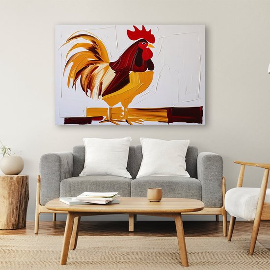 Coq abstrait coloré - Peinture sur toile coq - Animaux sur toile - Art abstrait - Peintures sur toile industrielles - Décoration de salon - toile 60x40 cm