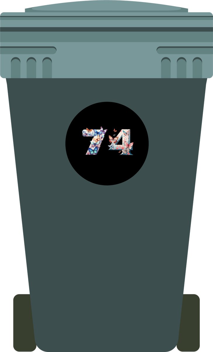 Klikosticker (1 set van 2 stickers) vllinders diameter 35cm - met huisnummer - zelfklevend - containersticker - afvalbaksticker