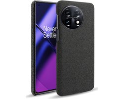 OnePlus 11 Hoesje Stoffen Afwerking Back Cover Zwart