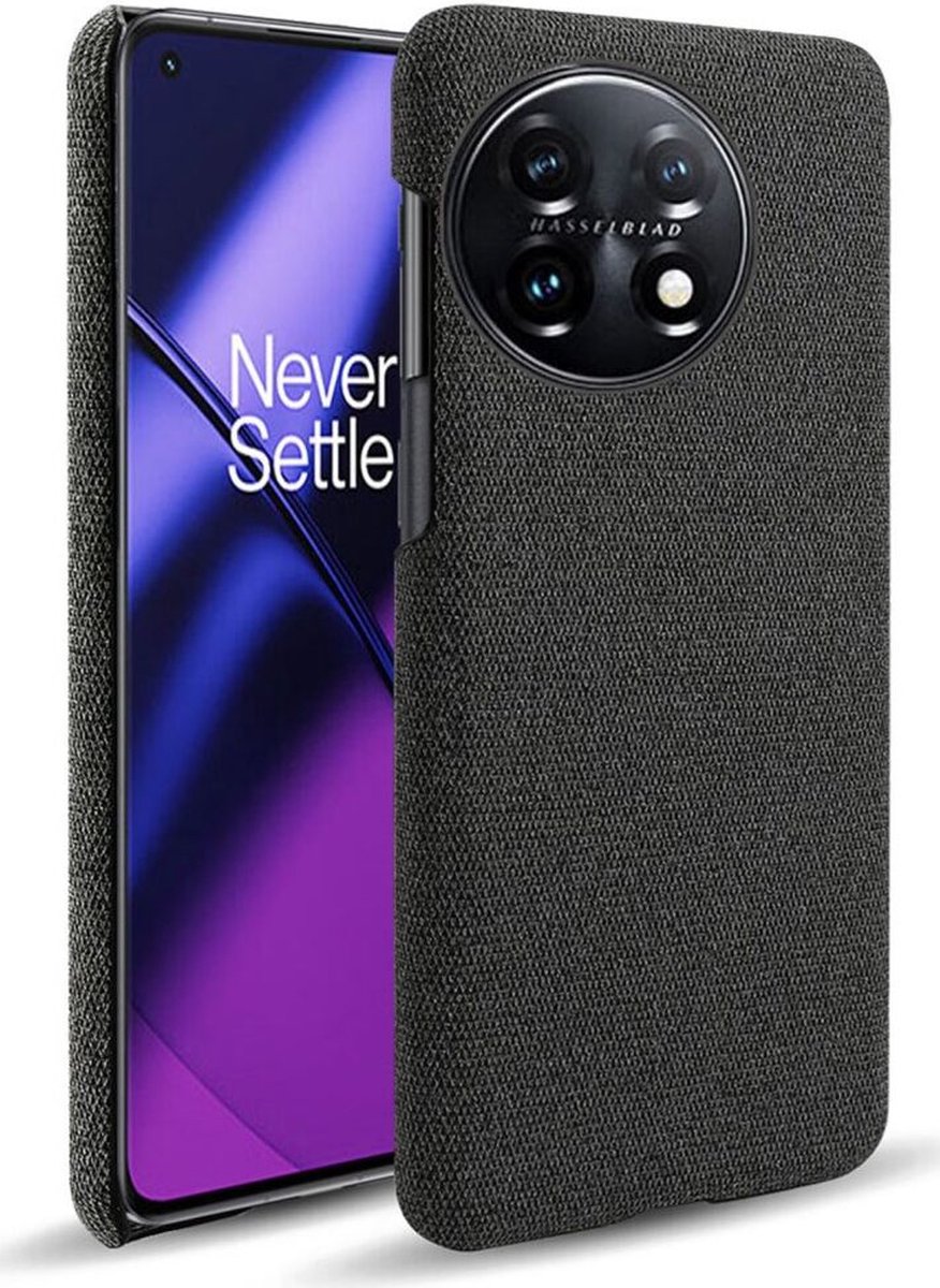 OnePlus 11 Hoesje Stoffen Afwerking Back Cover Zwart