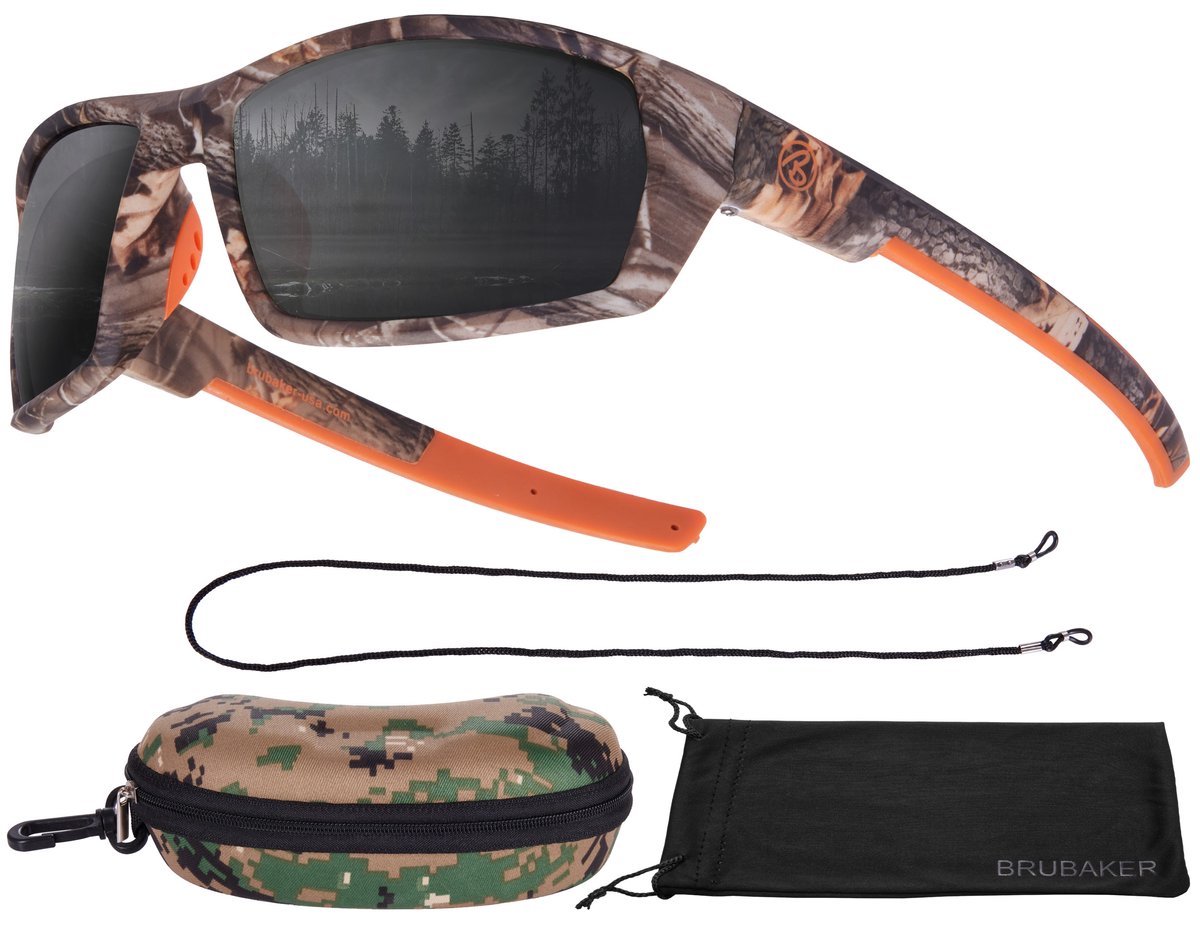 BRUBAKER Gepolariseerde Camouflage Zonnebril voor Sport | vissers | Outdoors | UV-bescherming | jacht | schieten | Sport Zonnebril | Fietsbril | Wintersport | Geschikt voor dames/heren | Stijlvol Design