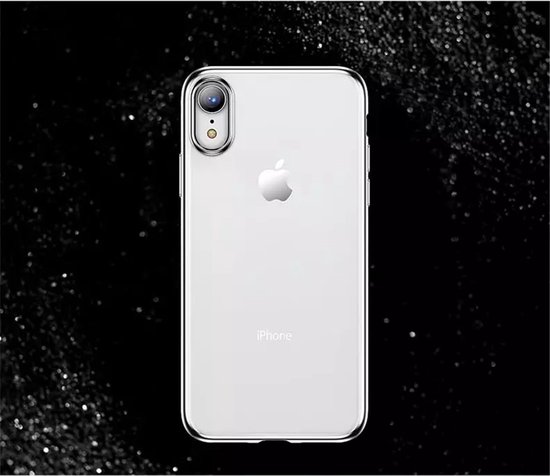 Hoesje Geschikt voor Apple iPhone X/XS TOTU Soft Jane/ silicone beschermhoes kleur transparent met grijze randen + gratis screenprotector
