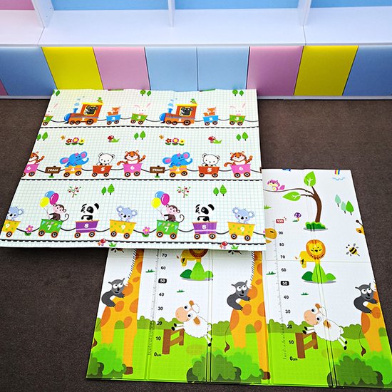 HomeTogether Speelmat Baby - Gemaakt van Foam - 180 x 200 cm - Opvouwbaar - Dubbelzijdig - 180 x 200 cm - 1,5 cm dik - inclusief opbergtas