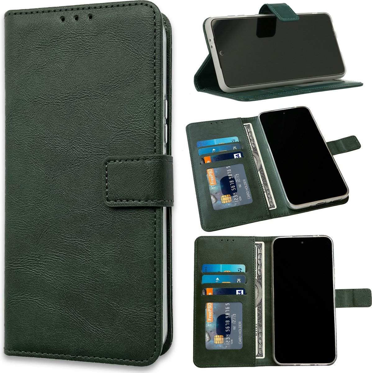 Casemania Hoesje Geschikt voor Samsung Galaxy S23 Ultra - Groen - Portemonnee Book Case - Pasjeshouder en Magneetlipje