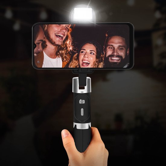 Perche Selfie Bluetooth avec fonction Trépied + Télécommande sans fil -  Linq - Noir - Français