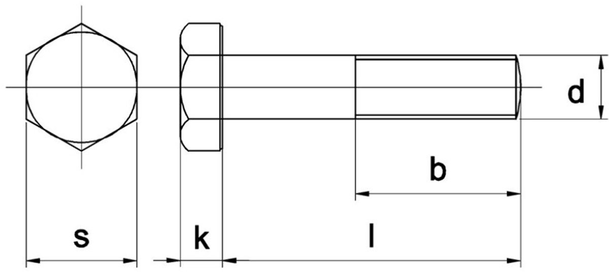 Bout 8.8 M24x150mm DIN931 - Verzinkt - zonder Moer - 10 Stuks