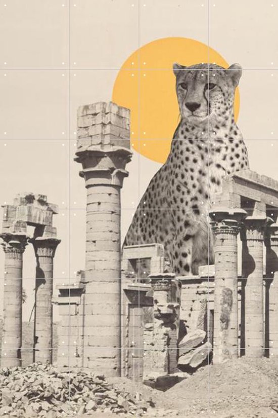 IXXI Giant Cheetah in Ruins - Wanddecoratie - Vintage - 80 x 120 cm
