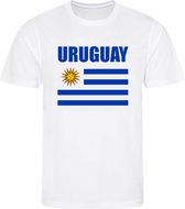 WK - Uruguay - T-shirt Wit - Voetbalshirt - Maat: 146/152 (L) - 11-12 jaar - Landen shirts