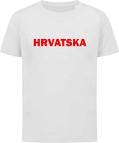WK - Kroatië - Croatia - Hrvatska - T-shirt Wit - Voetbalshirt - Maat: 146/152 (L) - 11-12 jaar - Landen shirts