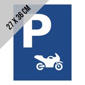 Pictogram/ bord | Parking voor motorfietsen | 27 x 36 cm | Parkeerplaats voor moto's | Bedrijfsparking | Parkeren | Motors | Blauw | 1 stuk