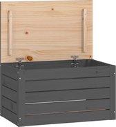 vidaXL - Opbergbox - grijs - 59,5x36,5x33 - cm - massief - grenenhout