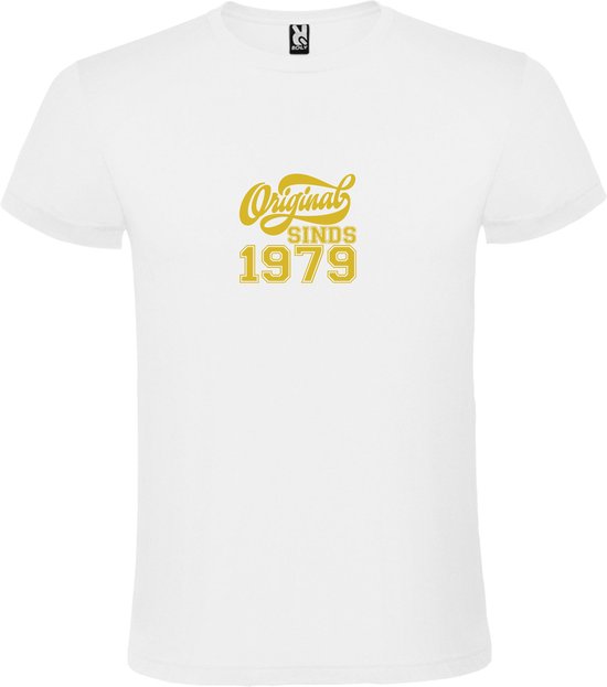 T-Shirt Wit avec Image «Original Since 1979 » Or Taille L
