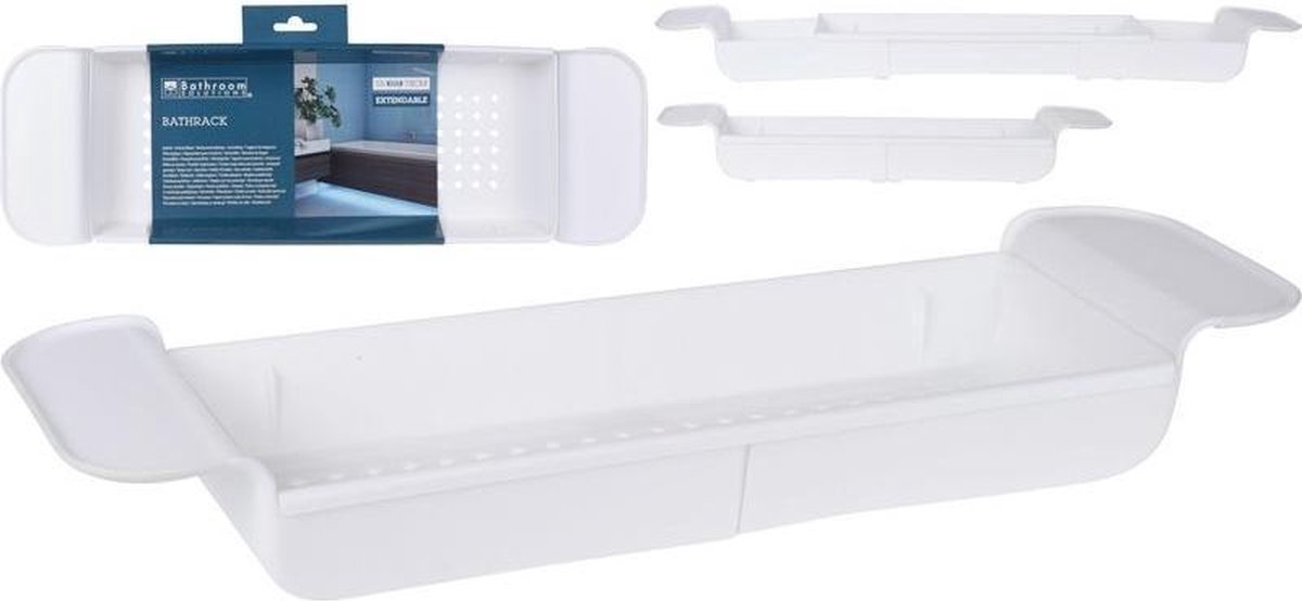 Plateau Baignoire Extensible 55,5-78 Cm - Blanc, Antidérapant - Relaxdays
