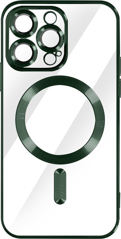 Coque MagSafe Convient pour Apple iPhone 14 Pro Max Siliconen Protection Caméra Chrome D.vert