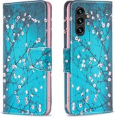 BookCover Hoes Etui geschikt voor Samsung Galaxy A14 - Bloesem - Groen / Roze