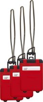 Étiquette de valise Jenson - 4x - rouge - 8 x 5,5 cm - étiquette de valise/bagage à main