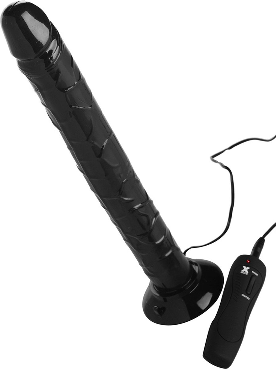 Goedkoopste XR Brands - Vibrating Tower of Power Dildo Strap-On - Black
