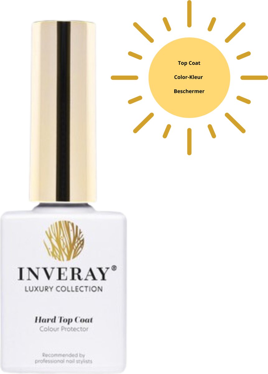 Inveray Topcoat Colour Protector No Wipe -Bescherming tegen de UV verkleuring van je Gel Polish - Gellak - Gelpolish - HEMA 12 free - Professioneel - Kleur beschermer tegen de zon - Top Coat - Glanzend