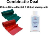 Voordeel Deal: Neutrale Massageolie 100 ml en 2 stukken Oefen elastiek van 150 cm - Fitness Elastiek - Massage - Dynaband - Thuis Work-out
