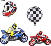 Motor Ballonnen Set - Race monster - Race - Thema feest - Versiering - Helm - Finish - Motoren - Bike - Verjaardag - Folie ballon - Ballonnen - Race motoren - Motor Thema - Helium ballon - Wedstrijd - Race wedstrijd - Go